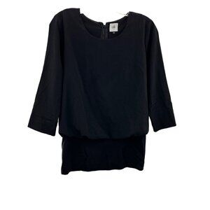 Cabi Women's 3/4 Sleeve Blouson Black Top Size Small Zip